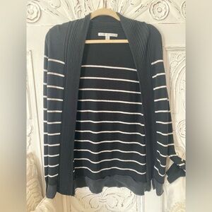 Lauren Conrad Black & White striped cardigan with sheer edge